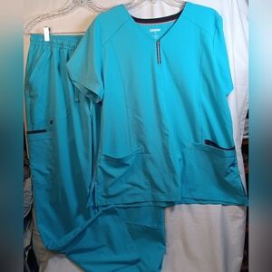 Scrubstar Aqua Zip-Front Scrub Top Size L